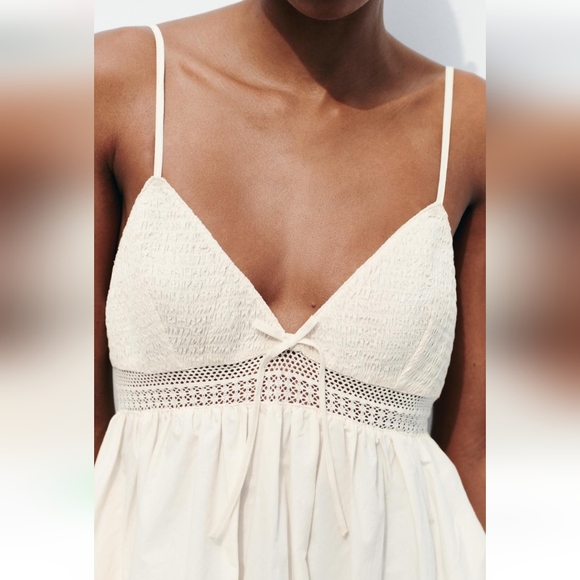 BNWT! Zara POPLIN MIDI DRESS in Ecru - Picture 5 of 9